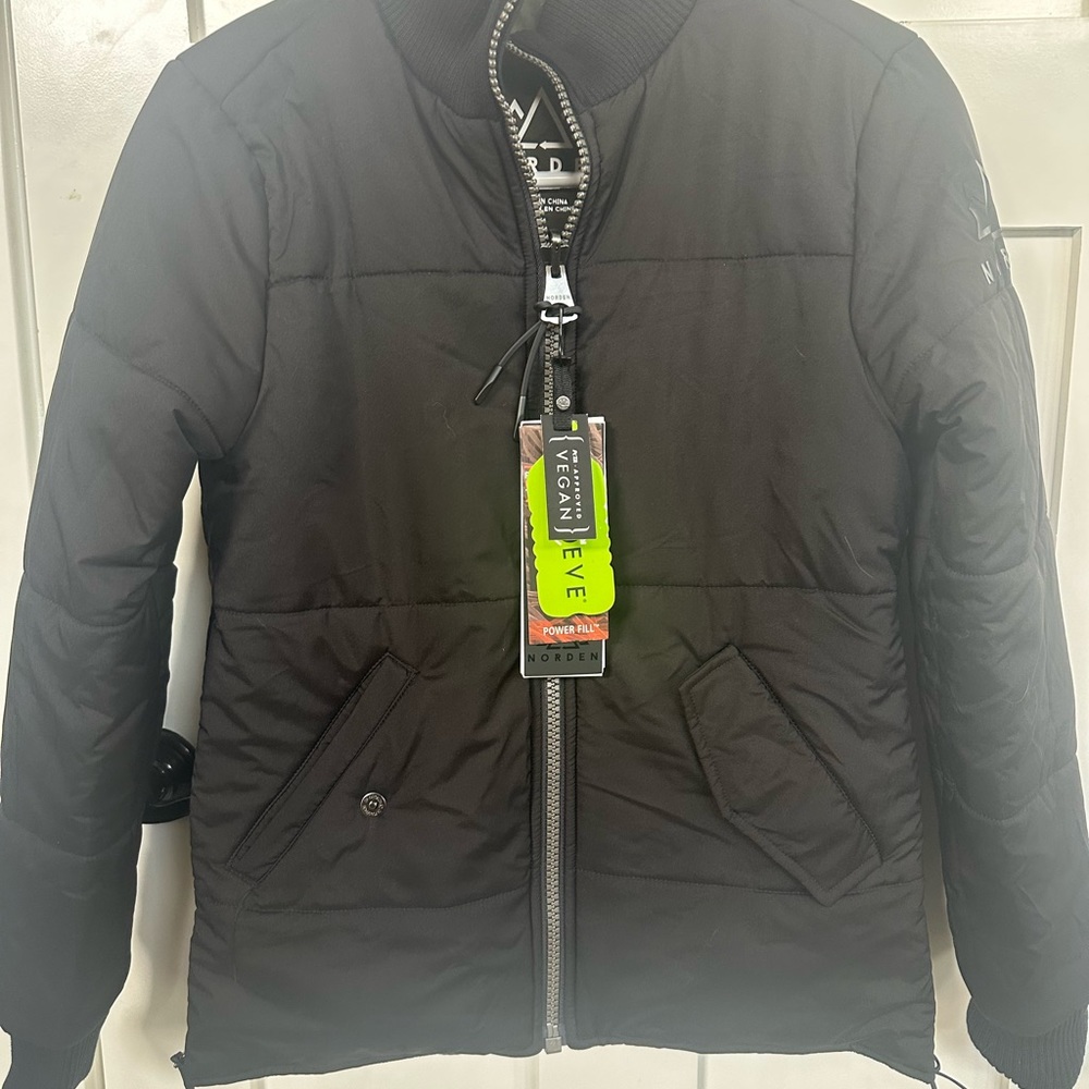 Norden black winter coat. Regular length XS. Black/Khaki. Style/model NWS1006